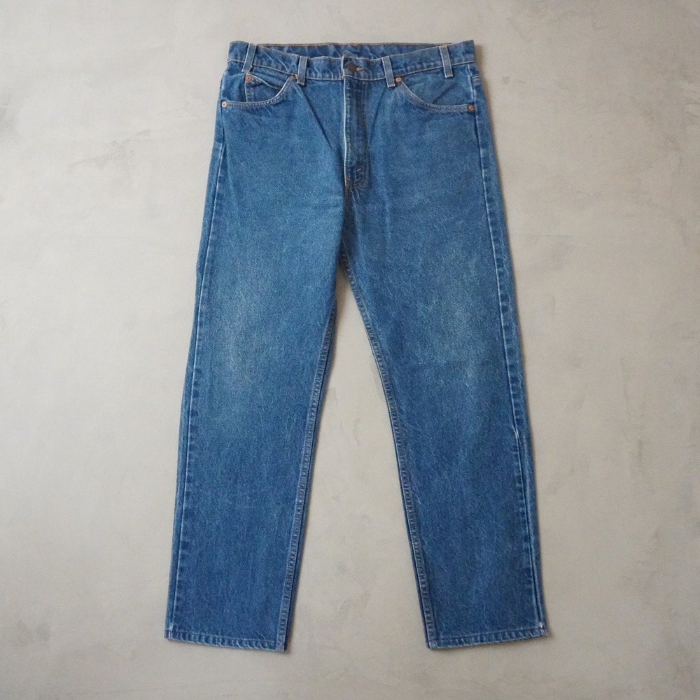 Vintage Levis 505 Jeans 36x30 Mens 90s Blue Orange Tab Straight Leg USA Made